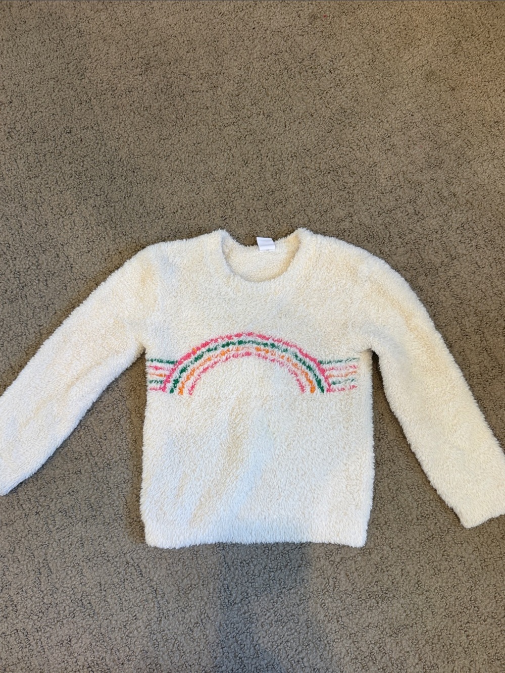 Harper Canyon Cream Cozy Crewneck with Rainbow Detail